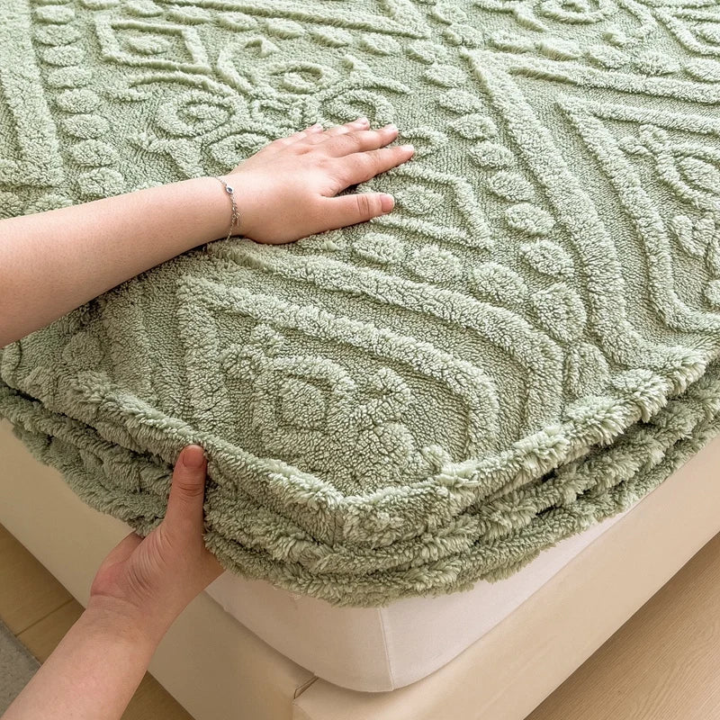 Floral Fitted Sheet with 3D Embroidery and Non Slip Deep Pockets