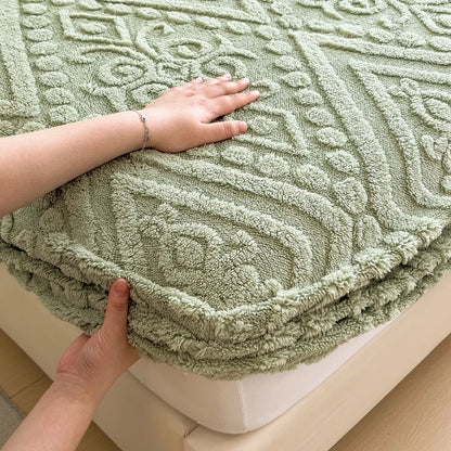 Floral Fitted Sheet with 3D Embroidery and Non Slip Deep Pockets