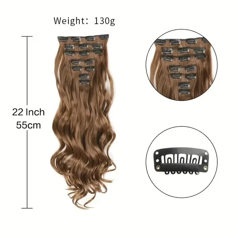 Lush Clip In Extensions 7 Piece Full Head 22 Inch Curly Wavy Hair