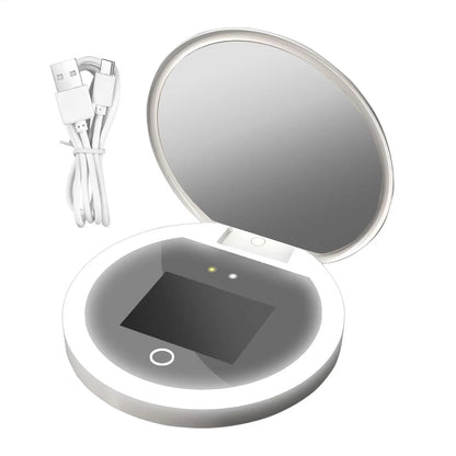 UV Mirror Sunscreen Testing Camera With Light 2X Magnification Travel Makeup Pocket Size UV Smart Sunscreen Makeup Mirror