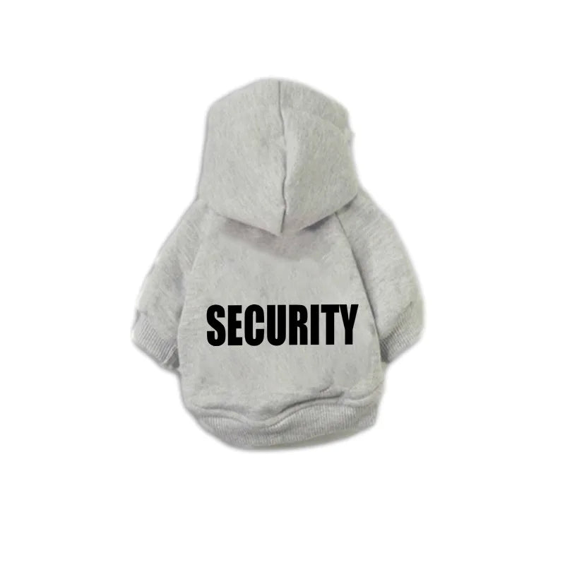 Dog fleece hoodie with a SECURITY back print