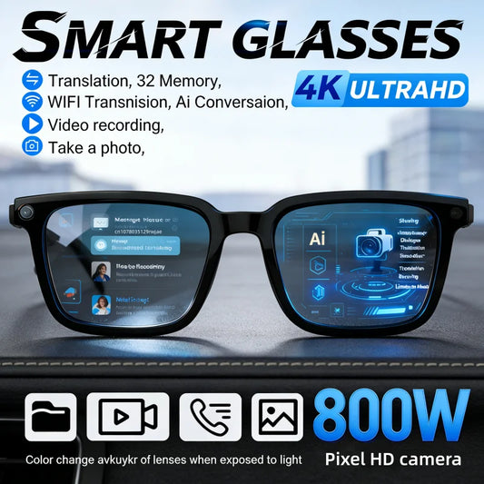 Lightweight Sunglasses with Real Time Translation 8MP Camera