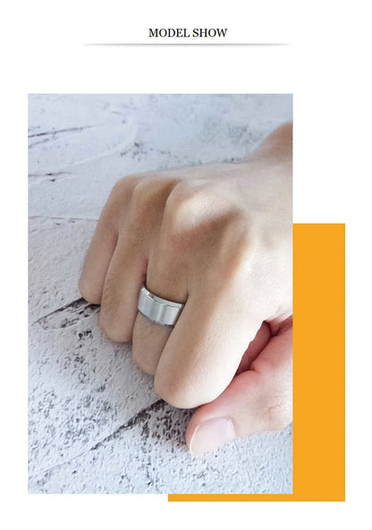 Bold Ring for Men with Stainless Steel Horus Cross Rhodium Plated 8mm