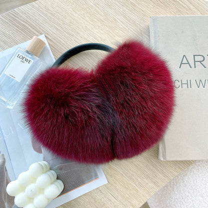 Winter Women Warm Real Fox Fur Earmuffs Girl's Earlap Ultra Large Ladies Plush Earmuff Luxury Ladies Fox Fur Earmuffs
