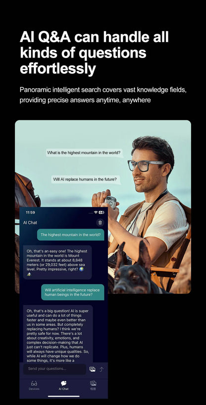 Smart Glasses  Recording Videos AI Photo Recognition Answer Translation 260mAh Large Battery IP65 Waterproof Bluetooth Glasses