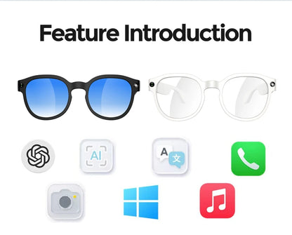 Black and white smart wearables with integrated cameras for real-time translation and hands-free travel navigation.