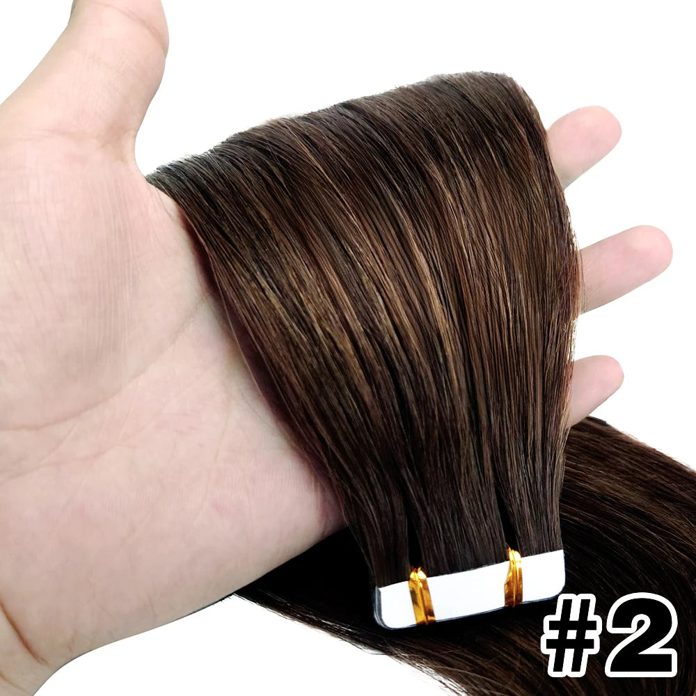 Straight Hair Extensions with Tape In Remy Hair Skin Weft
