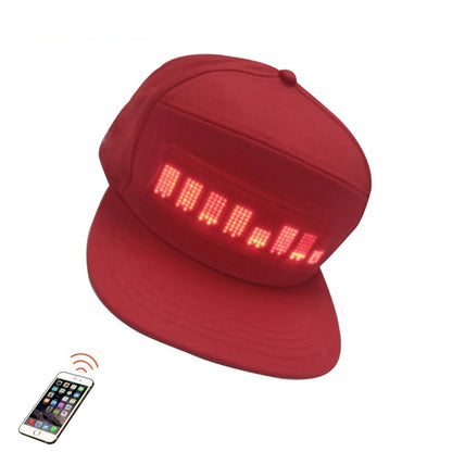 LED message display baseball cap with customizable text