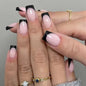 24Pcs French Tip Handmade Press On Nails Minimalist Solid Color Fake Nails Medium Square Full Cover Press On Nail Tips With Glue
