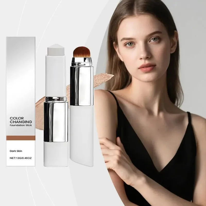 Foundation stick dewy color correcting makeup with built in brush and packaging box