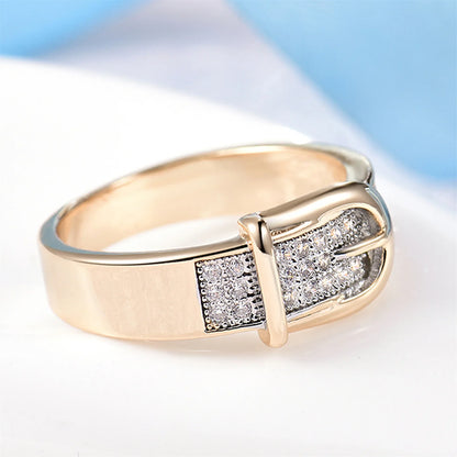 Two-Tone Ring with Zircon Centerpiece for Women with All Day Shine