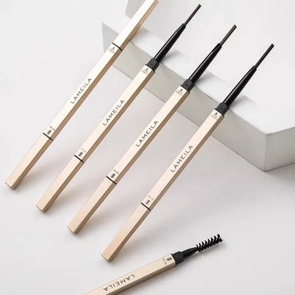 Waterproof eyebrow pencil with triangular tip and brush