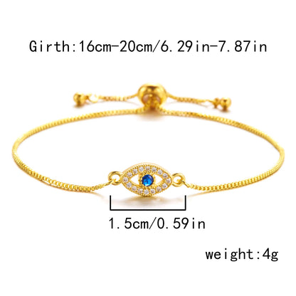 Bracelet with a heart-shaped zircon evil eye charm