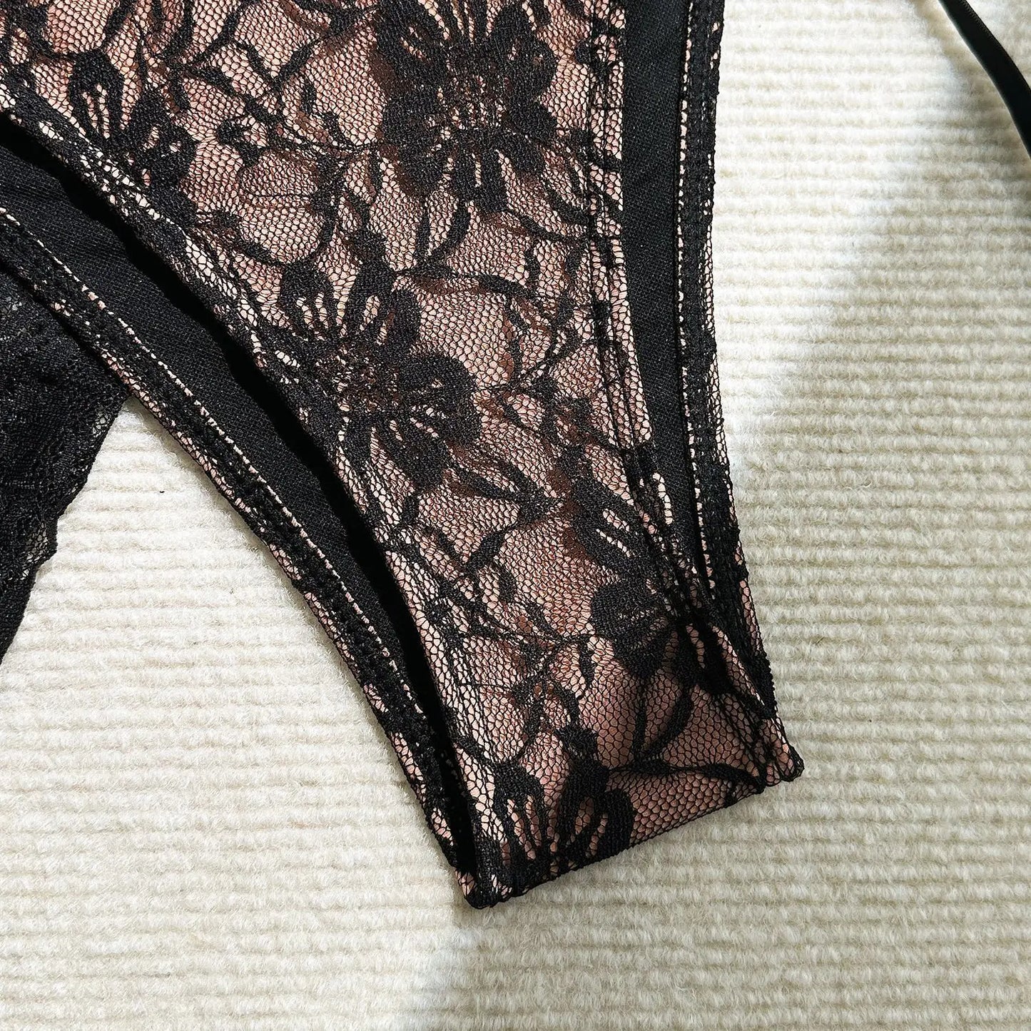 Women's Lace Detail Bikini Set with Removable Padding and Low-Rise Bottoms
