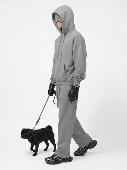 Unisex Cotton Blend Fleece Hoodie And Pants Set With Relaxed Fit And Soft Texture