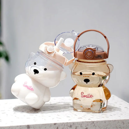 Insulated Teddy Bear Water Bottle 1000ml With Straw And Strap