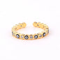 Adjustable Ring with Blue Evil Eye Open Copper Gold Tone Zircon Accent