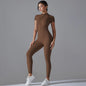 Yoga Set Women's Jumpsuits One-Piece Suit Zipper Short Sleeve Gym Push Up Workout Clothes Fitness Bodysuit Sportswear Tracksuit