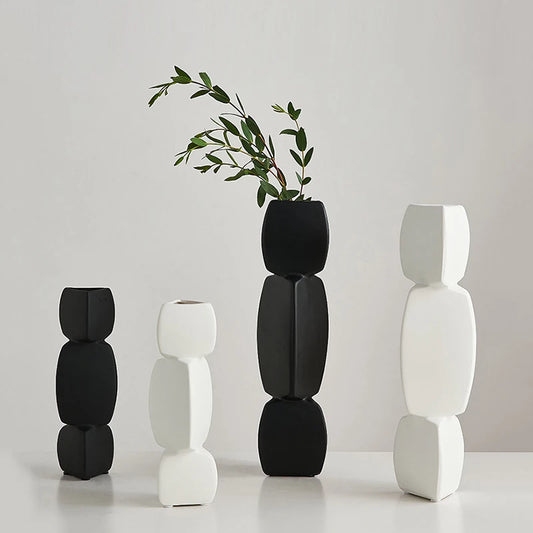 Modern Minimalist Black Vase - Nordic Style Home Decor Art Ornament for Living Room