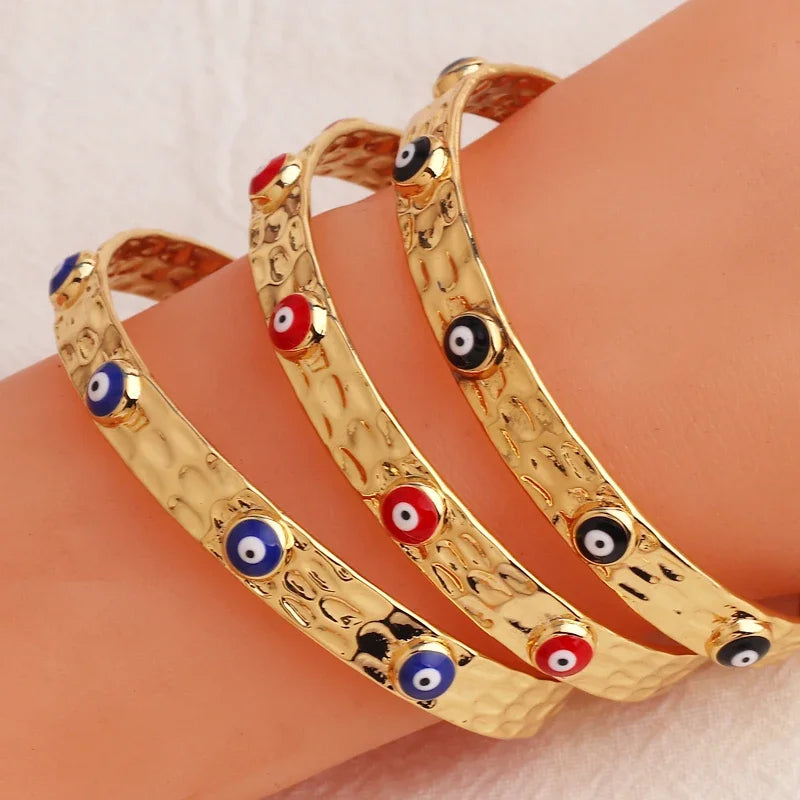Women’s gold-plated evil eye crystal cuff bracelet