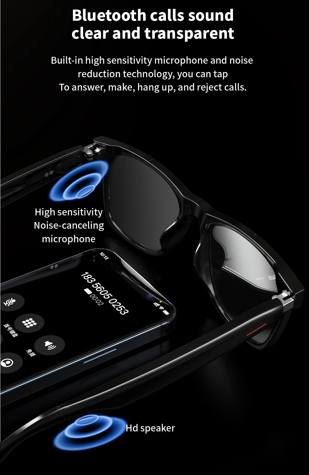 Smart Translate Glasses With Bluetooth Calling And Noise Canceling Music