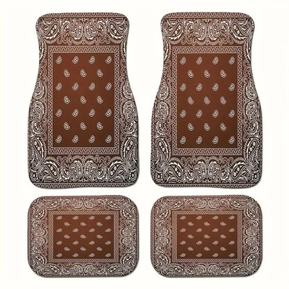 4Pcs Bohemian Car Floor Mats Rubber Back Heavy Duty Persian Carpet Dirty Resistant Car Decoration Car Floor Protector Rugs