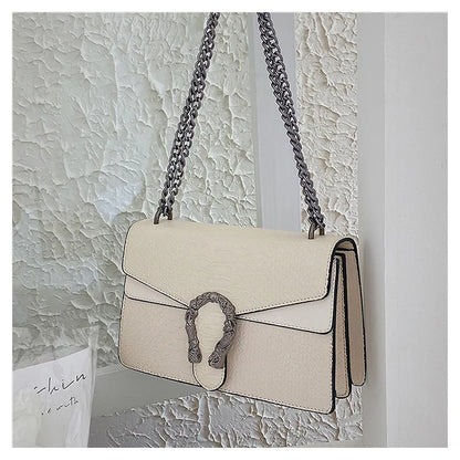 Retro Crossbody Bag with Snake Pattern Square Silhouette for Women