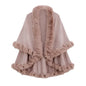 Double Layer Faux Fur Trim Womens Knitted Poncho Shawl Warm Cape Multiple Colors Ideal for Fall and Winter Daily and Formal Wear