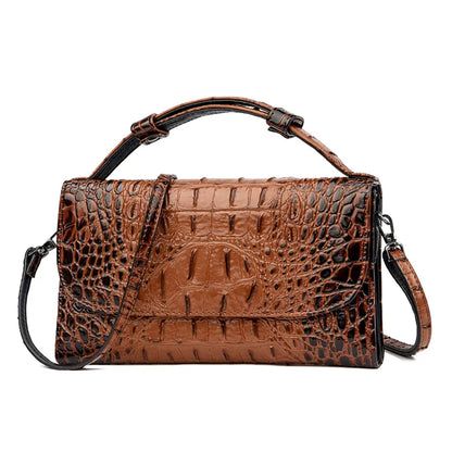 Women's crocodile-embossed crossbody bag with top handle
