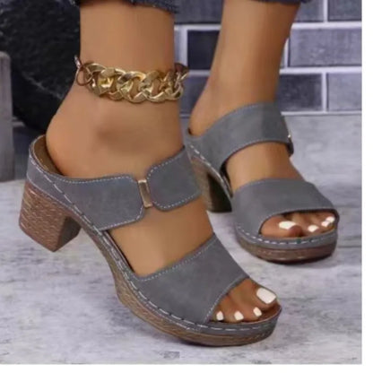 Leather Sandals with Wedge Heel for Breathable All Day Support