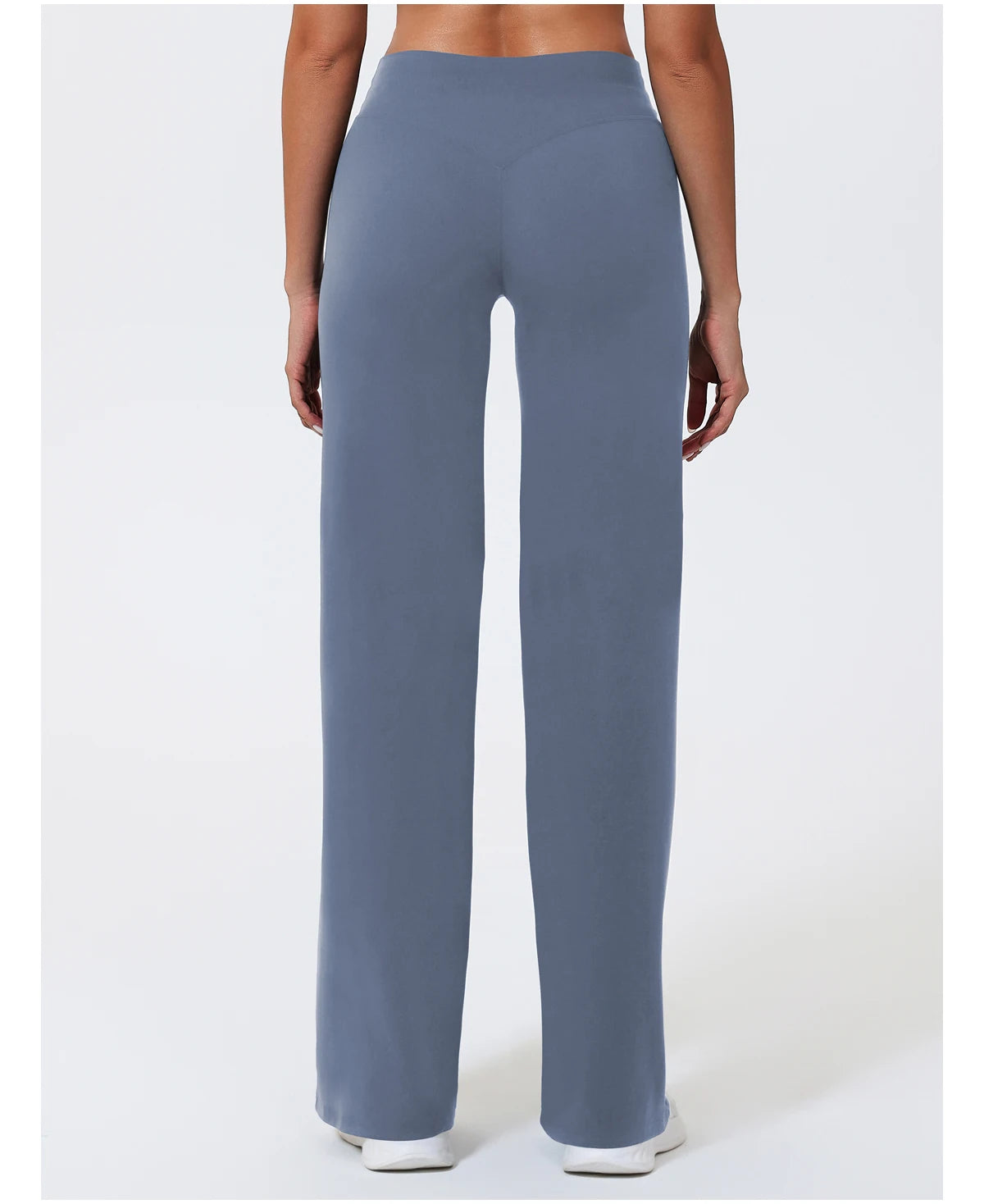 Blue high waist sculpting leggings in stretchy, quick-dry knit material, worn for workouts and daily movement.