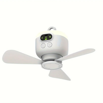 Portable USB Rechargeable Mini Fan With Light For Camping And Dorms