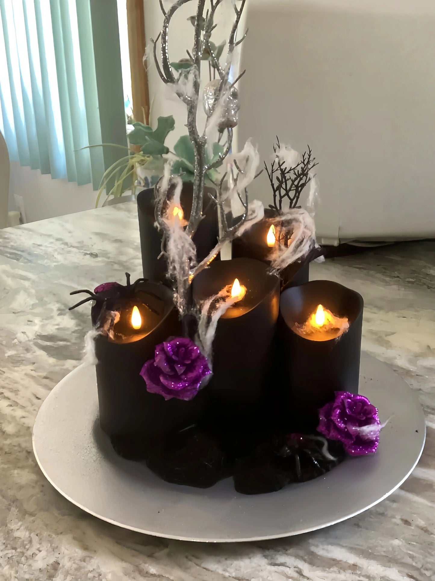 Black Flameless LED Paraffin 3D Wick Pillar Candle Remote Timer