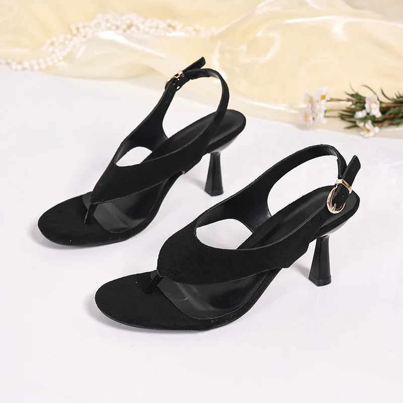 Polyurethane Sandals with Stiletto Heel and Adjustable Ankle Strap