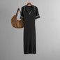Polo-Neck Dress Knee-Length Office to Casual Wear Breathable