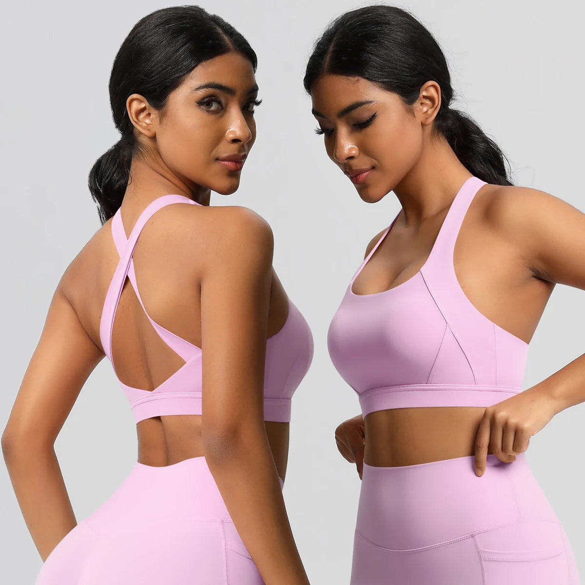 Women’s Yoga Bra Crop Top Nylon Elastane Supportive Sling Back