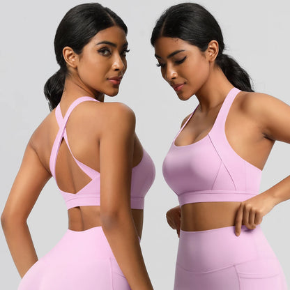 Women’s Yoga Bra Crop Top Nylon Elastane Supportive Sling Back