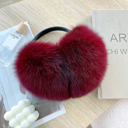 Winter Women Warm Real Fox Fur Earmuffs Girl's Earlap Ultra Large Ladies Plush Earmuff Luxury Ladies Fox Fur Earmuffs