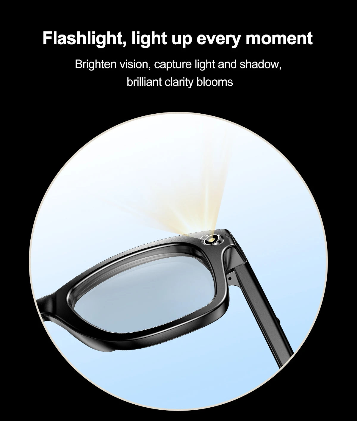 Smart Glasses  Recording Videos AI Photo Recognition Answer Translation 260mAh Large Battery IP65 Waterproof Bluetooth Glasses