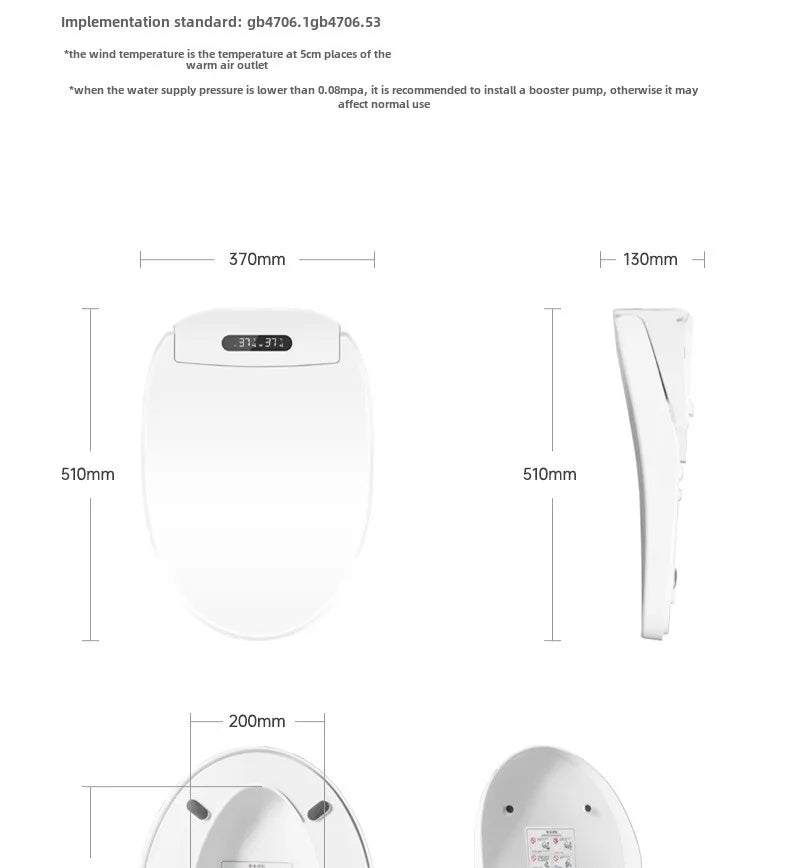 Smart Bidet Seat with Temperature Controlled Water and Drying