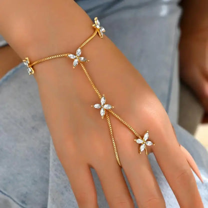 Women’s crystal hand chain wrap bracelet with layers