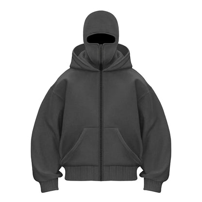 Unisex Cotton Fleece Hooded Zip Up Sweatshirt With Plain Design And Front Pouch Pocket