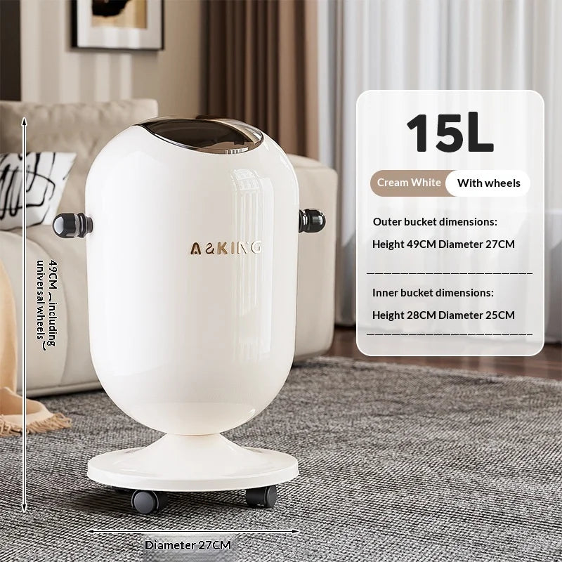 Retro capsule trash can with chrome handles and wheels