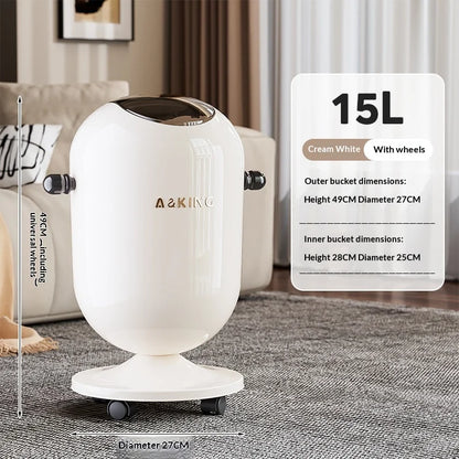Retro capsule trash can with chrome handles and wheels