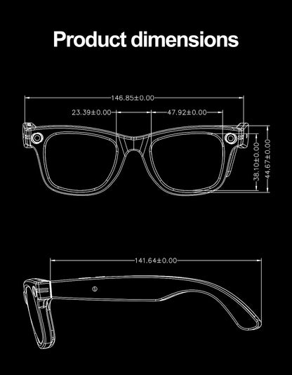 Smart Glasses  Recording Videos AI Photo Recognition Answer Translation 260mAh Large Battery IP65 Waterproof Bluetooth Glasses