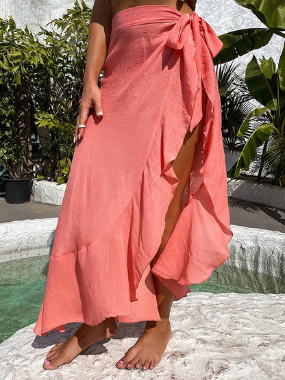 Women's Beach Cover-Up Wrap Skirt with Adjustable Ties