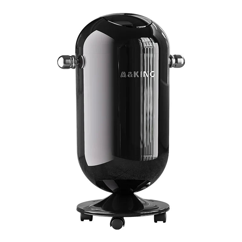 Retro capsule trash can with chrome handles and wheels