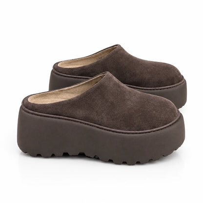 Women's slip-on wedge slippers with plush options