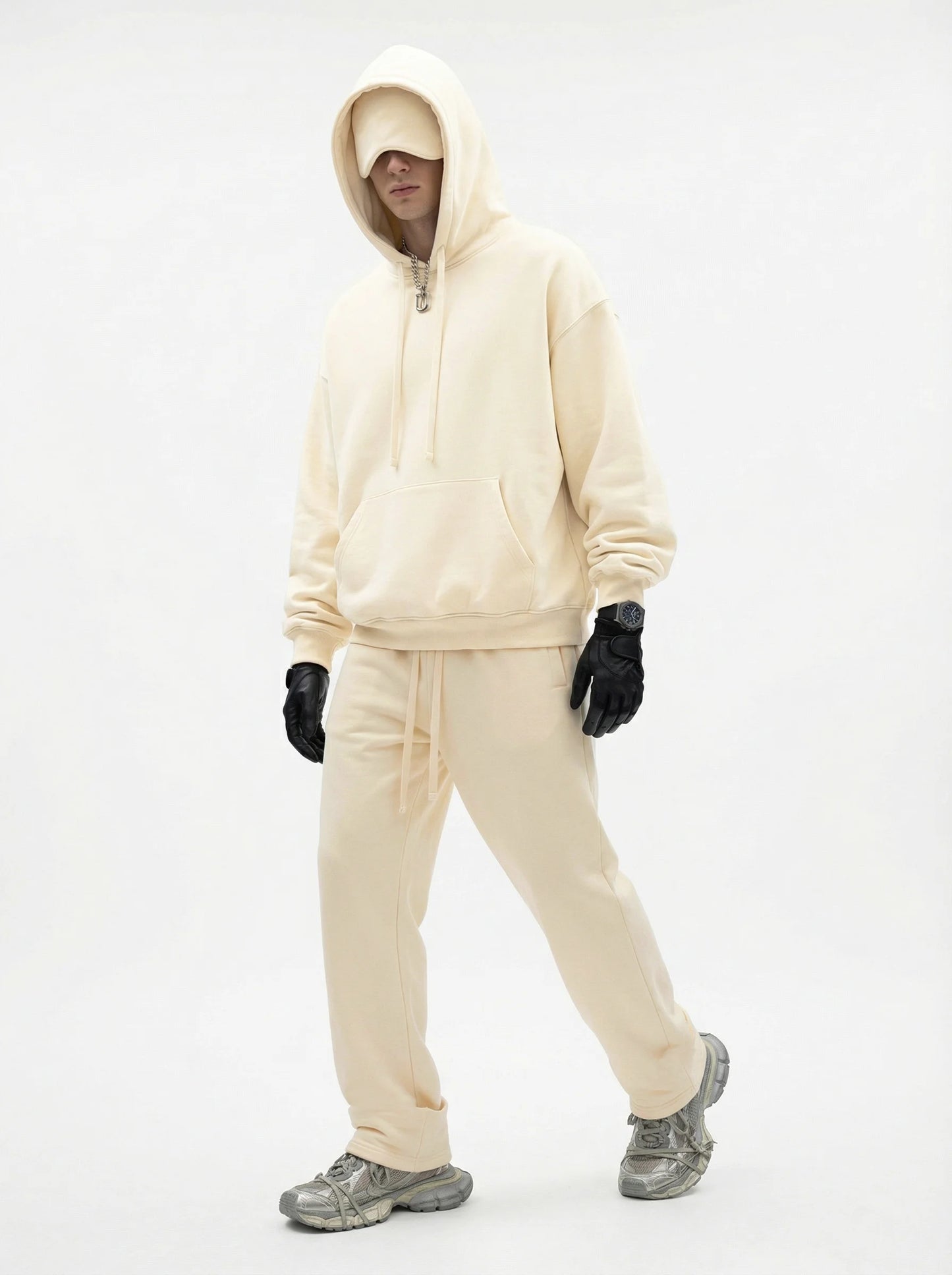 Unisex Cotton Blend Fleece Hoodie And Pants Set With Relaxed Fit And Soft Texture