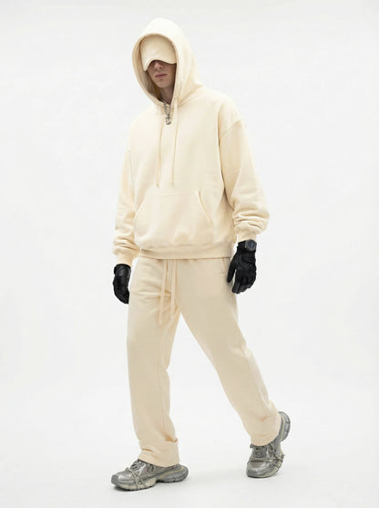 Unisex Cotton Blend Fleece Hoodie And Pants Set With Relaxed Fit And Soft Texture
